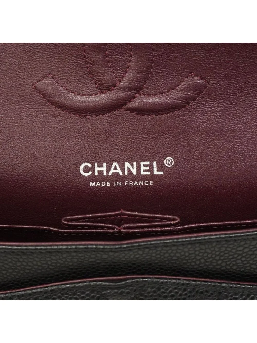 Chanel Shoulder Bag Quilted Caviar Leather Black Silver